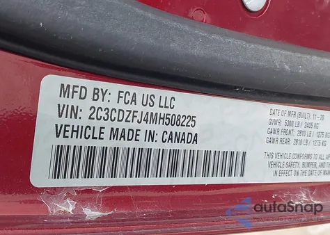 2021 Dodge Challenger R/T Scat Pack from USA, damaged, VIN 2C3CDZFJ4MH508225